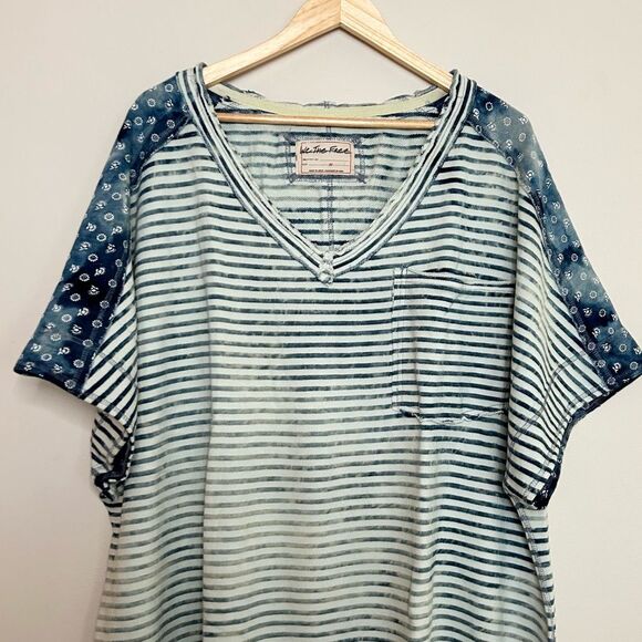 Free People We The Free True Blue Tunic Tee Size Medium - Picture 5 of 11